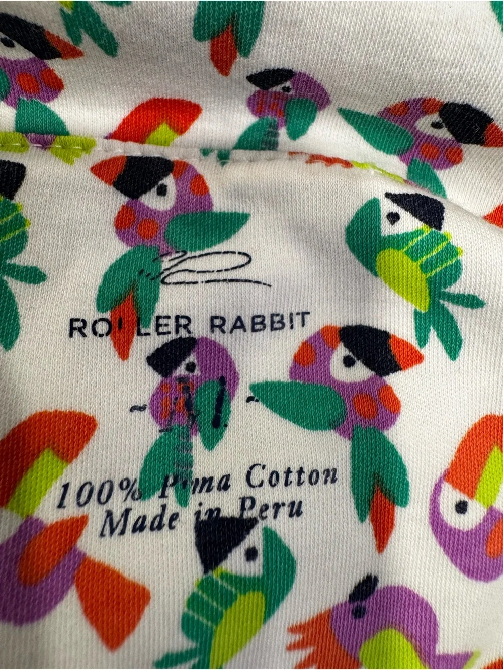 Roller Rabbit 2 Piece 100% Cotton Button-Up Pajama Top Size Medium